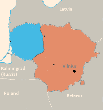 Map of dialects in Lithuania